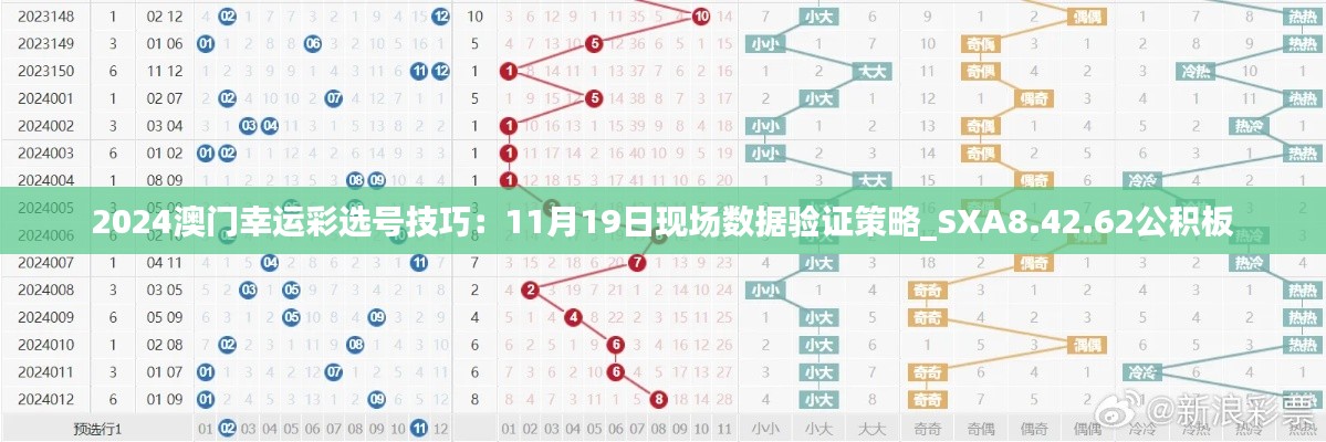 2024澳门幸运彩选号技巧：11月19日现场数据验证策略_SXA8.42.62公积板