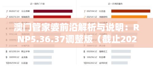 澳门管家婆前沿解析与说明：RNP5.36.37调整版（截止2024年11月19日）