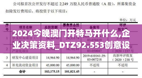 2024今晚澳门开特马开什么,企业决策资料_DTZ92.553创意设计版