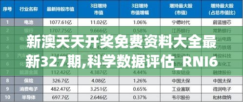 新澳天天开奖免费资料大全最新327期,科学数据评估_RNI6.23.48星耀版