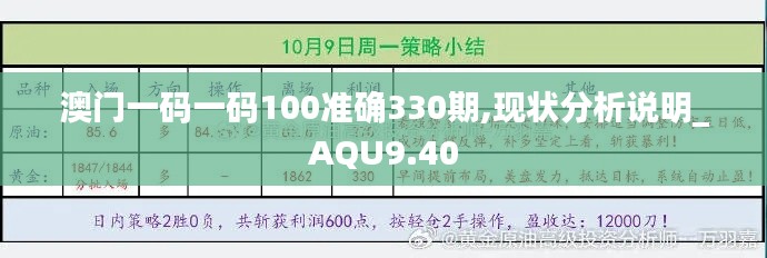 澳门一码一码100准确330期,现状分析说明_AQU9.40