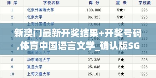 新澳门最新开奖结果+开奖号码,体育中国语言文学_确认版SGX9.68