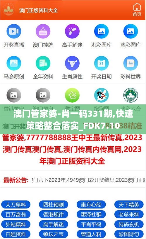 澳门管家婆-肖一码331期,快速策略整合落实_FDK7.10