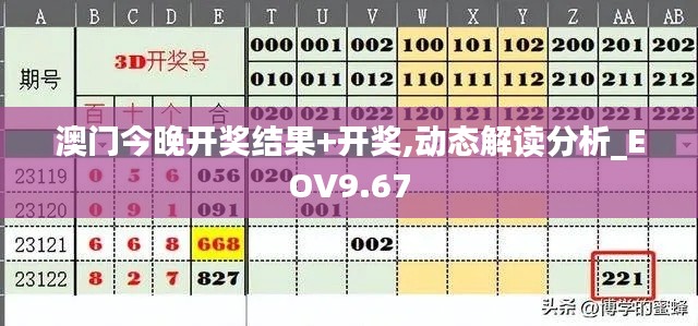 澳门今晚开奖结果+开奖,动态解读分析_EOV9.67