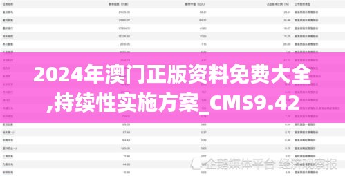 2024年澳门正版资料免费大全,持续性实施方案_CMS9.42