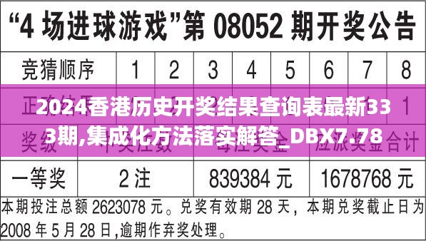 2024香港历史开奖结果查询表最新333期,集成化方法落实解答_DBX7.78