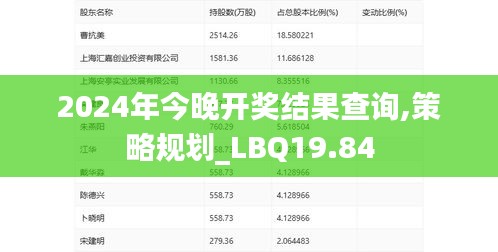 2024年今晚开奖结果查询,策略规划_LBQ19.84