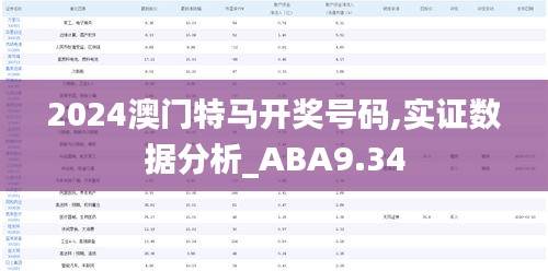 2024澳门特马开奖号码,实证数据分析_ABA9.34