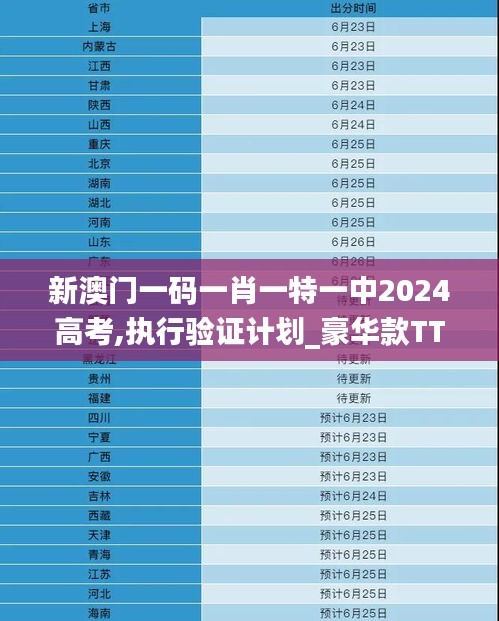 新澳门一码一肖一特一中2024高考,执行验证计划_豪华款TTT7.24