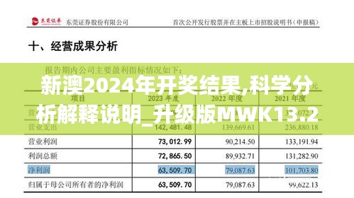 新澳2024年开奖结果,科学分析解释说明_升级版MWK13.28