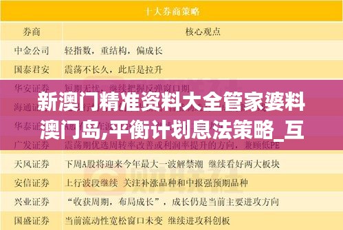 新澳门精准资料大全管家婆料澳门岛,平衡计划息法策略_互助版VRF13.60