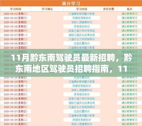 黔东南地区驾驶员招聘指南，11月最新报名流程与求职攻略