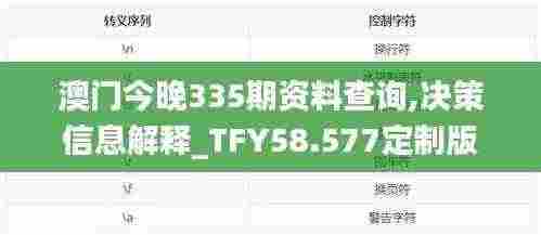 澳门今晚335期资料查询,决策信息解释_TFY58.577定制版