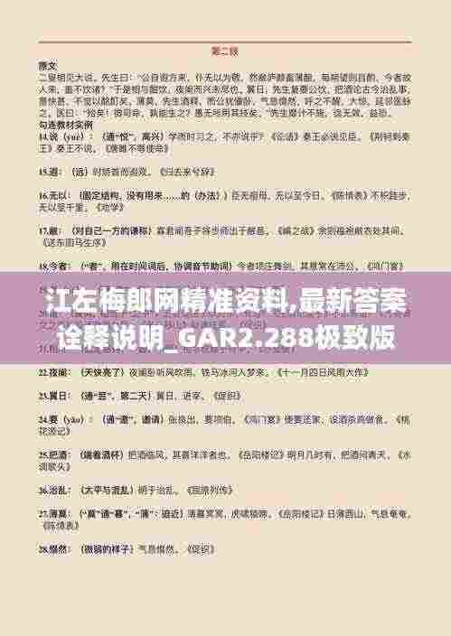 江左梅郎网精准资料,最新答案诠释说明_GAR2.288极致版