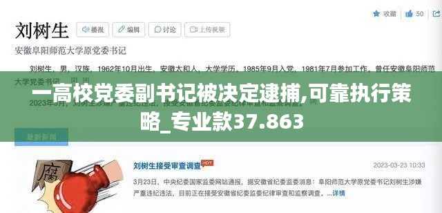 一高校党委副书记被决定逮捕,可靠执行策略_专业款37.863