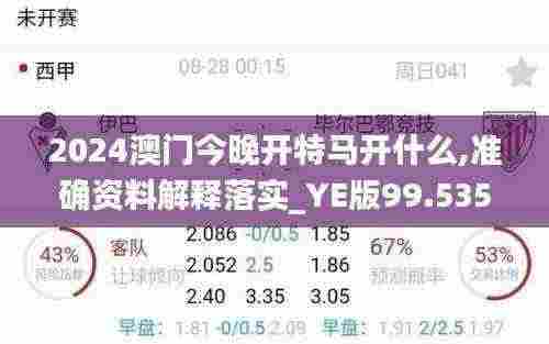 2024澳门今晚开特马开什么,准确资料解释落实_YE版99.535