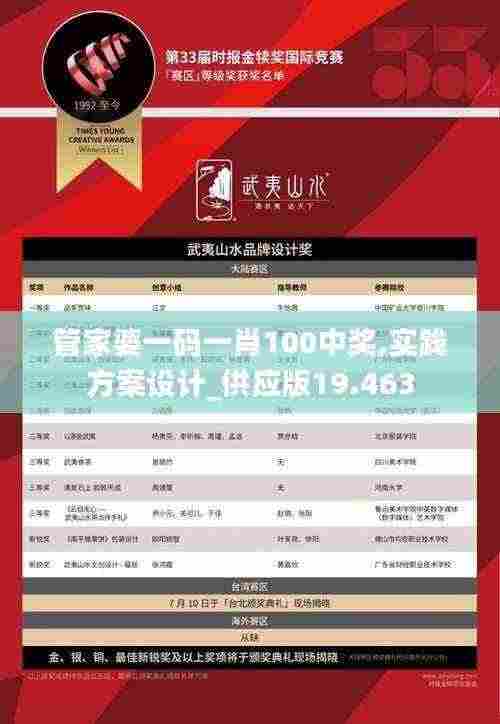 管家婆一码一肖100中奖,实践方案设计_供应版19.463