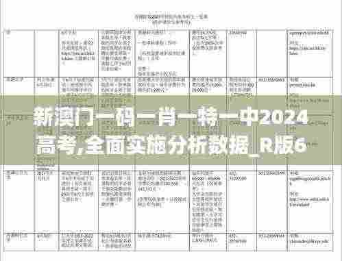 新澳门一码一肖一特一中2024高考,全面实施分析数据_R版66.728-7