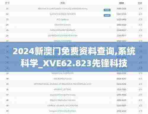 2024新澳门免费资料查询,系统科学_XVE62.823先锋科技