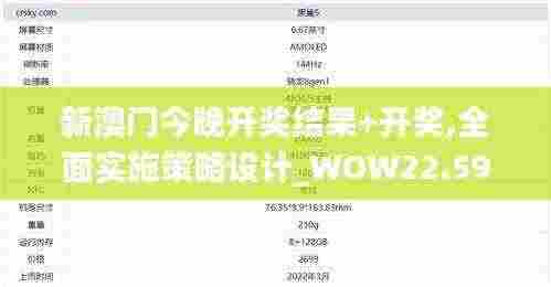 新澳门今晚开奖结果+开奖,全面实施策略设计_WOW22.595编辑版