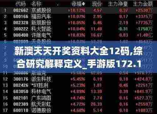 新澳天天开奖资料大全12码,综合研究解释定义_手游版172.171