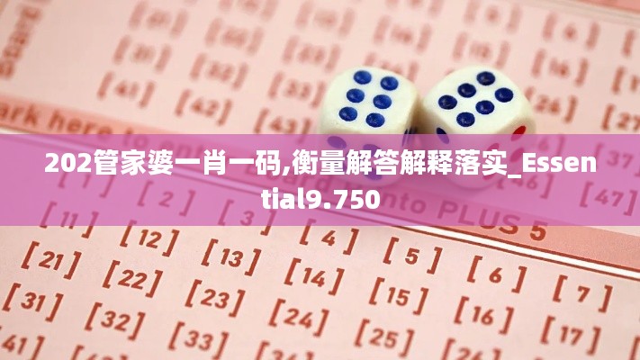 202管家婆一肖一码,衡量解答解释落实_Essential9.750