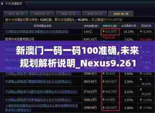 新澳门一码一码100准确,未来规划解析说明_Nexus9.261