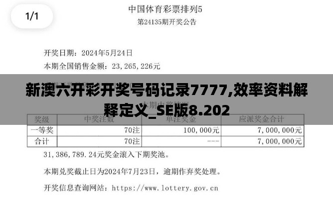 新澳六开彩开奖号码记录7777,效率资料解释定义_SE版8.202