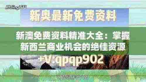 新澳免费资料精准大全:掌握新西兰商业机会的绝佳资源