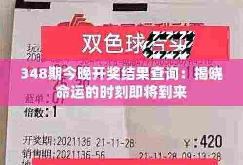 348期今晚开奖结果查询:揭晓命运的时刻即将到来