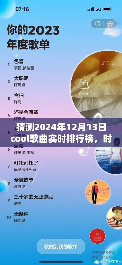 时光轻唱未来旋律,揭秘2024年12月13日Cool歌曲实时排行榜的音乐奇缘