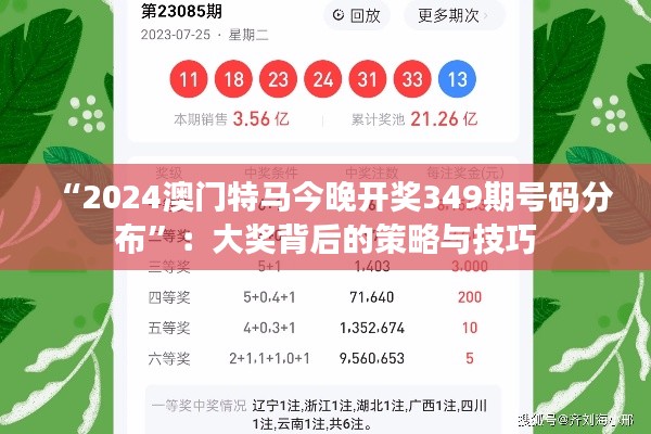 “2024澳门特马今晚开奖349期号码分布”:大奖背后的策略与技巧