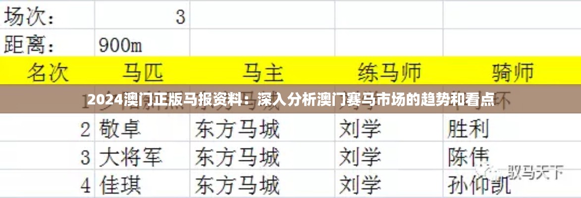 2024澳门正版马报资料：深入分析澳门赛马市场的趋势和看点