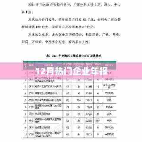 12月企业年报热点解析
