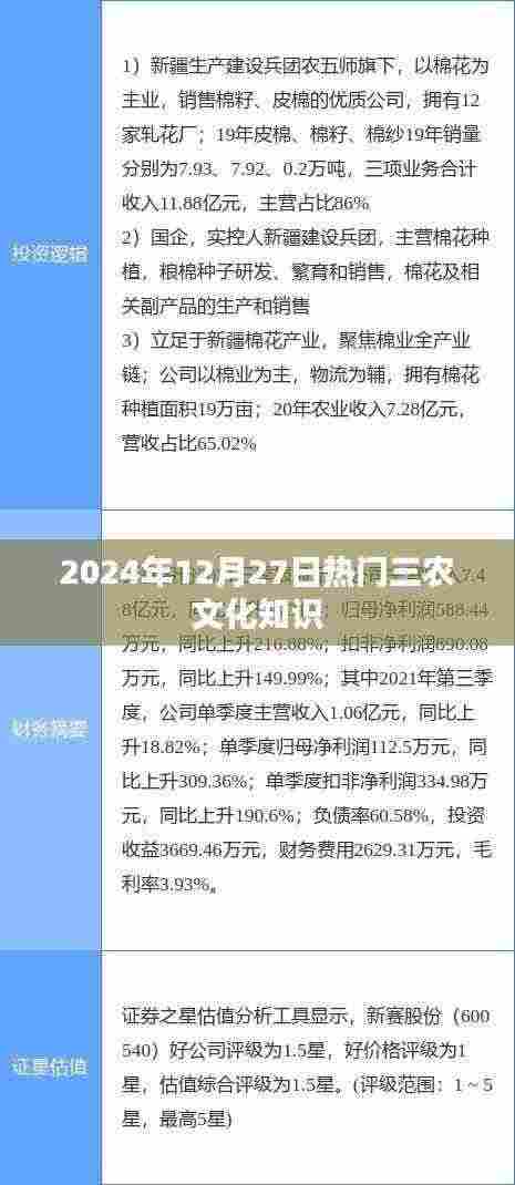 2024年12月三农知识热点解读