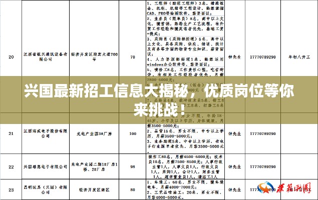 兴国最新招工信息大揭秘，优质岗位等你来挑战！