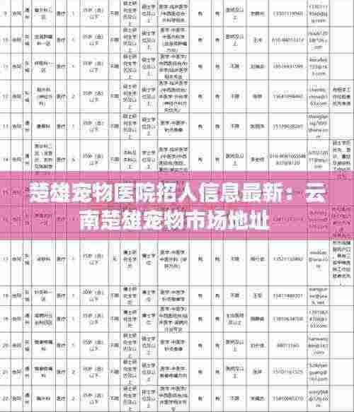 楚雄宠物医院招人信息最新:云南楚雄宠物市场地址