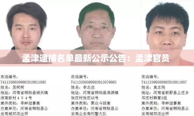 孟津逮捕名单最新公示公告:孟津官员
