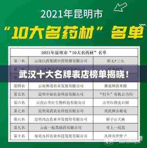 武汉十大名牌表店榜单揭晓！