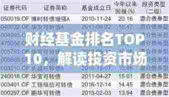 财经基金排名TOP10,解读投资市场热门之选!