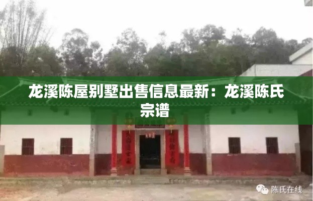 龙溪陈屋别墅出售信息最新:龙溪陈氏宗谱