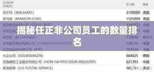 揭秘任正非公司员工的数量排名