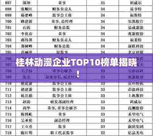 桂林动漫企业TOP10榜单揭晓!