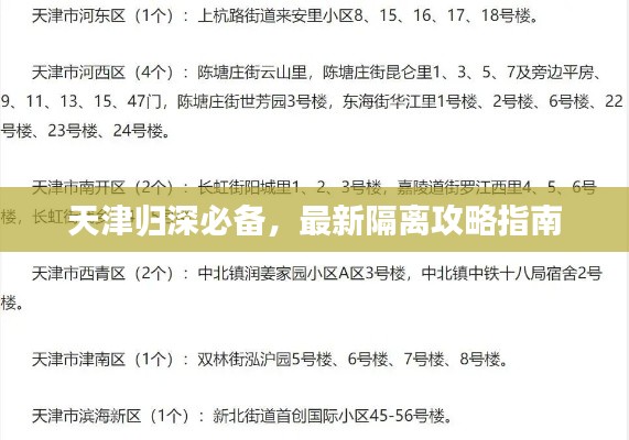 天津归深必备,最新隔离攻略指南