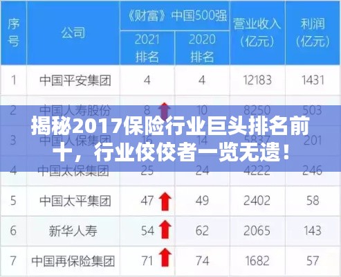 揭秘2017保险行业巨头排名前十,行业佼佼者一览无遗!