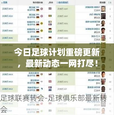 今日足球计划重磅更新,最新动态一网打尽!