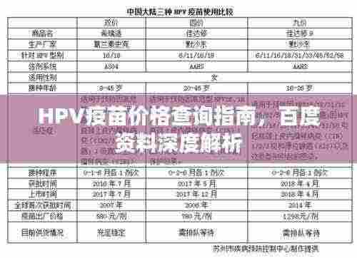 HPV疫苗价格查询指南,百度资料深度解析