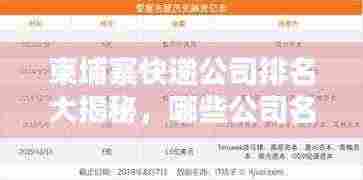 柬埔寨快递公司排名大揭秘,哪些公司名列前茅?