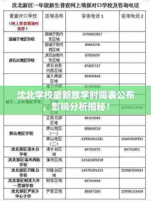 沈北学校最新放学时间表公布,影响分析揭秘!