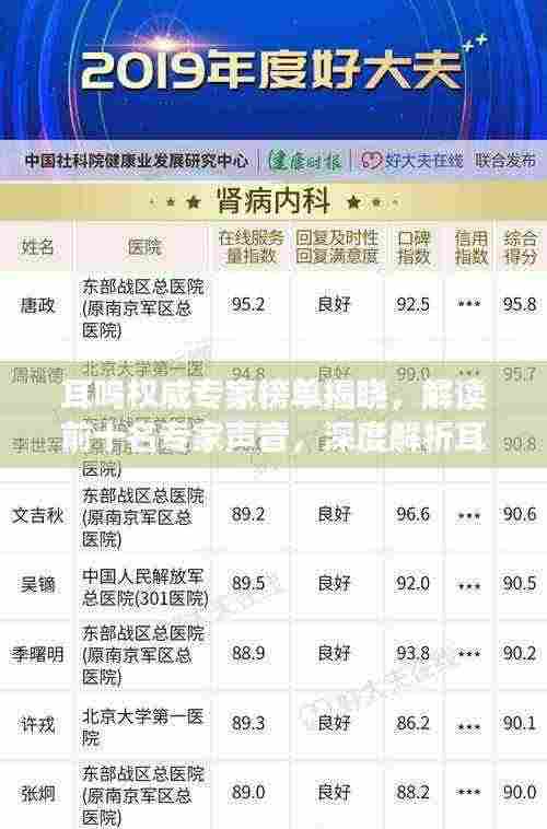 耳鸣权威专家榜单揭晓,解读前十名专家声音,深度解析耳鸣问题